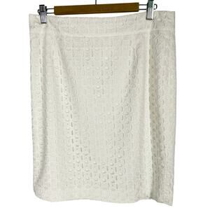 Banana Republic, Size 10, White Lace Embroidered Straight Skirt, VGUC, Y2K